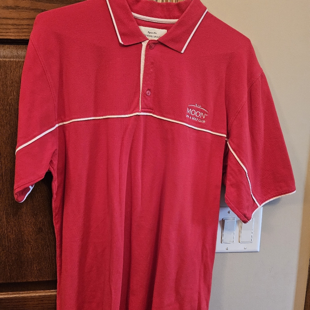 Men's red polo golf shirt